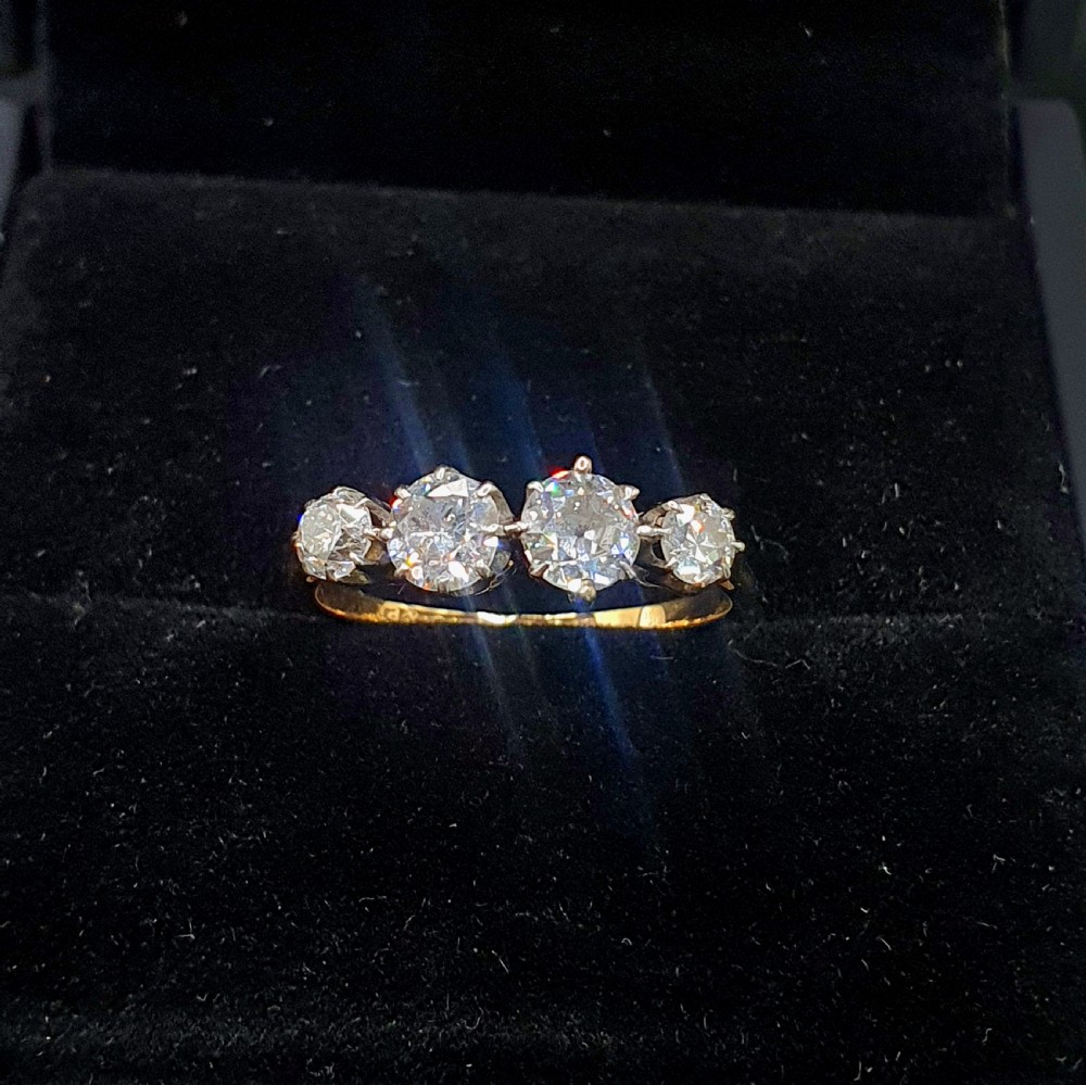 18ct Gold & Platinum 4 Stone Diamond Ring - size N