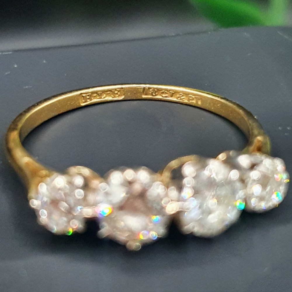 18ct Gold & Platinum 4 Stone Diamond Ring - size N View VII