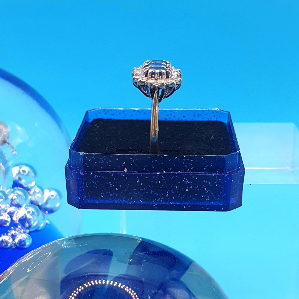 Sapphire & Diamond Trilogy Ring on 18ct Gold - size P View V