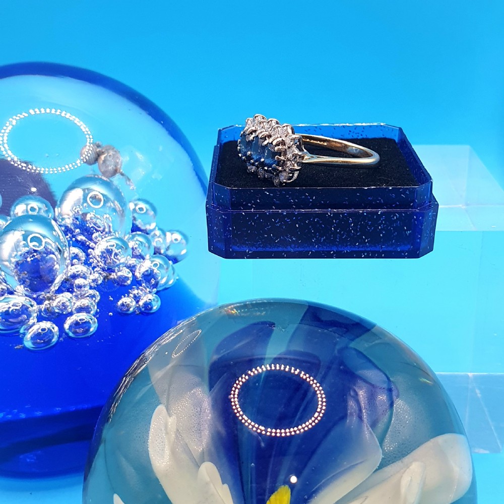 Sapphire & Diamond Trilogy Ring on 18ct Gold - size P View VI