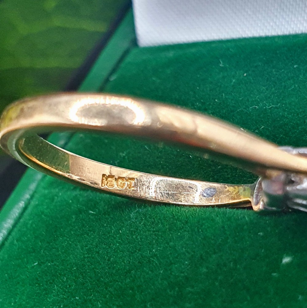 Emerald & Diamond Trilogy Ring on 18ct Gold - size N View IV