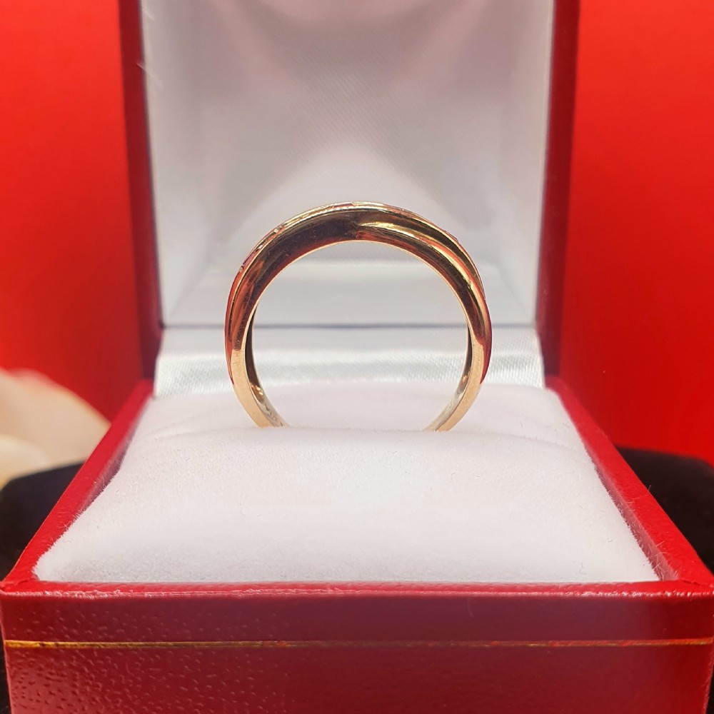 Ruby & Diamond 9ct Gold Half Eternity Crossover Ring - size P View V