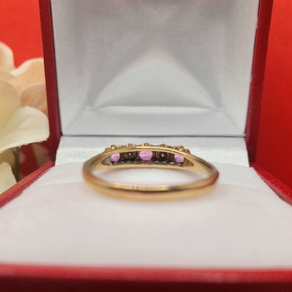 Ruby & Diamond 9ct Gold Half Eternity Ring - size M View VI
