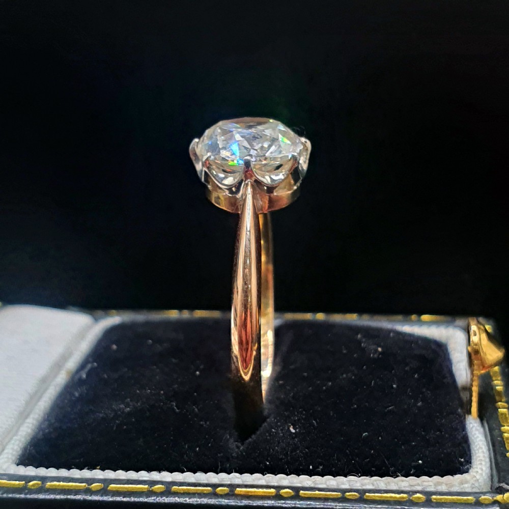 Old Cut 2ct Diamond Victorian Solitaire Ring on 15ct Gold - Size M1/2 View IV