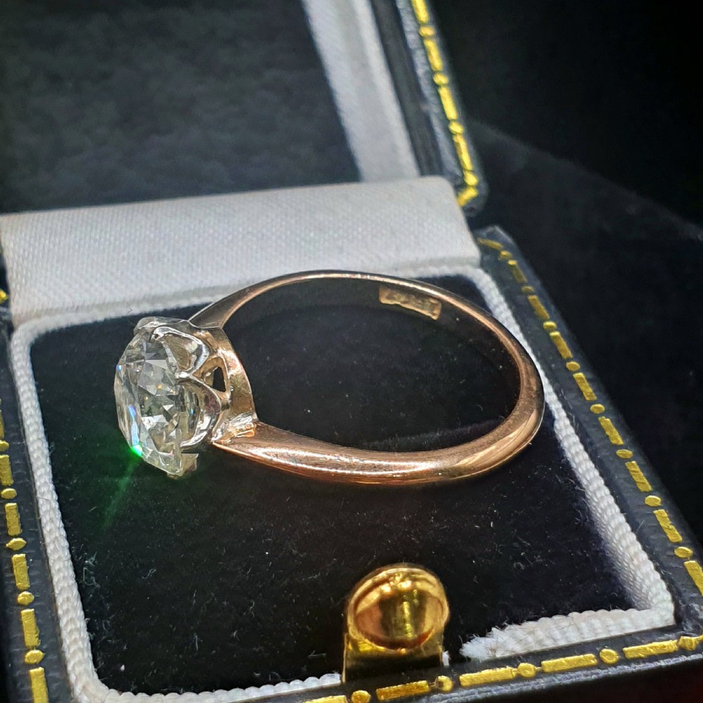 Old Cut 2ct Diamond Victorian Solitaire Ring on 15ct Gold - Size M1/2 View VI