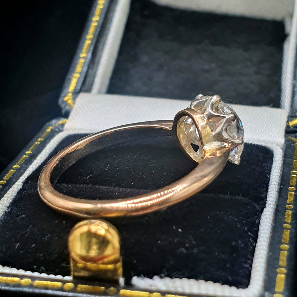 Old Cut 2ct Diamond Victorian Solitaire Ring on 15ct Gold - Size M1/2 View VIII