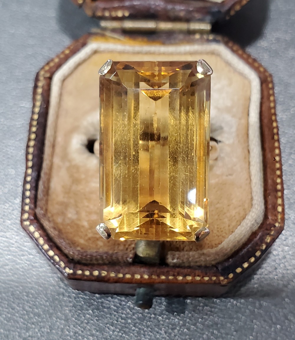 Antique Art deco Citrine 18ct Gold Ring c1920s - Size K View V