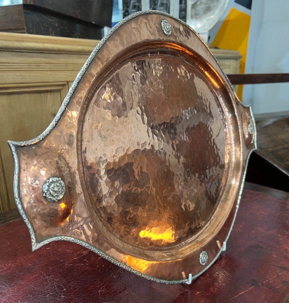 Arts & Crafts Copper & Silver Tray, Attributed A E Jones, c.1910 View III