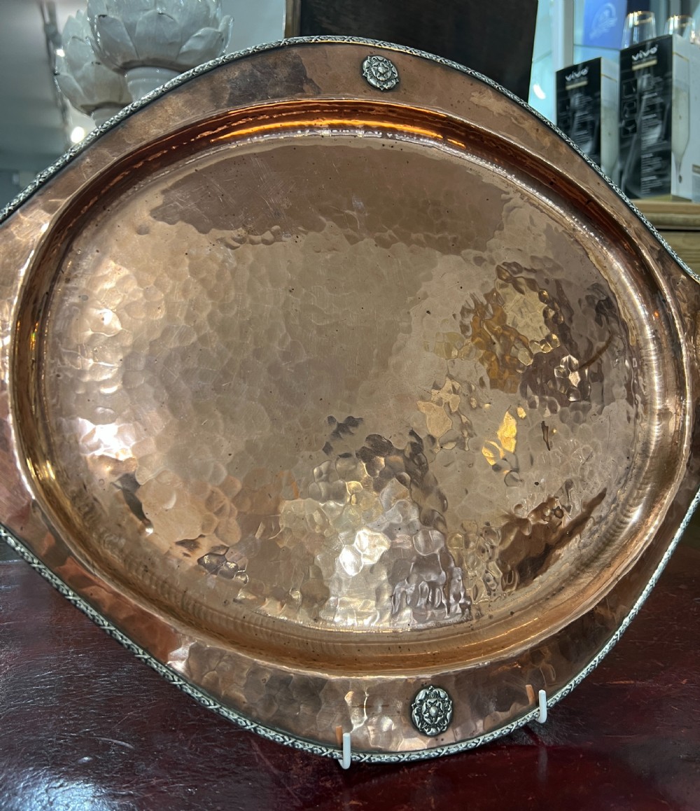 Arts & Crafts Copper & Silver Tray, Attributed A E Jones, c.1910 View V