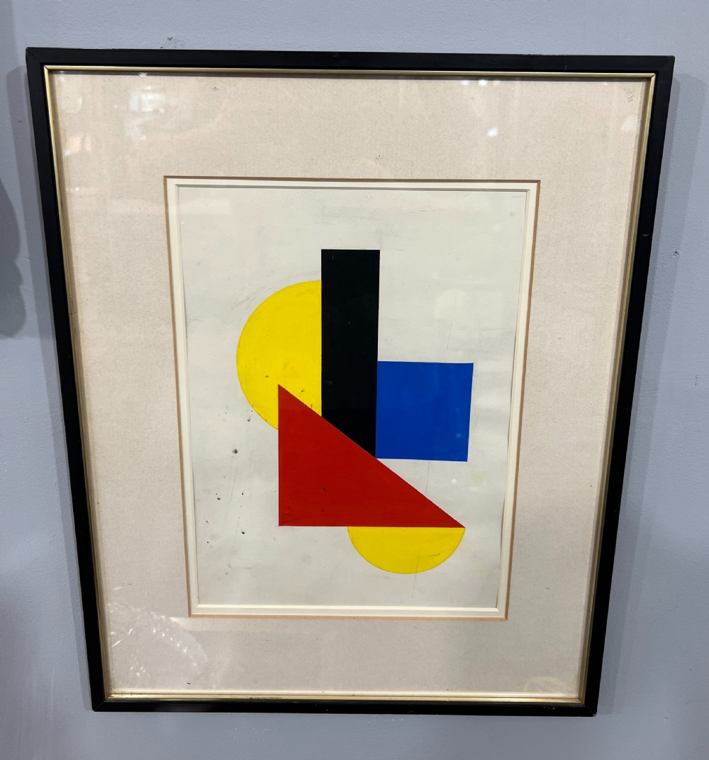 Abstract Oil Painting on Paper (Framed), 1960s