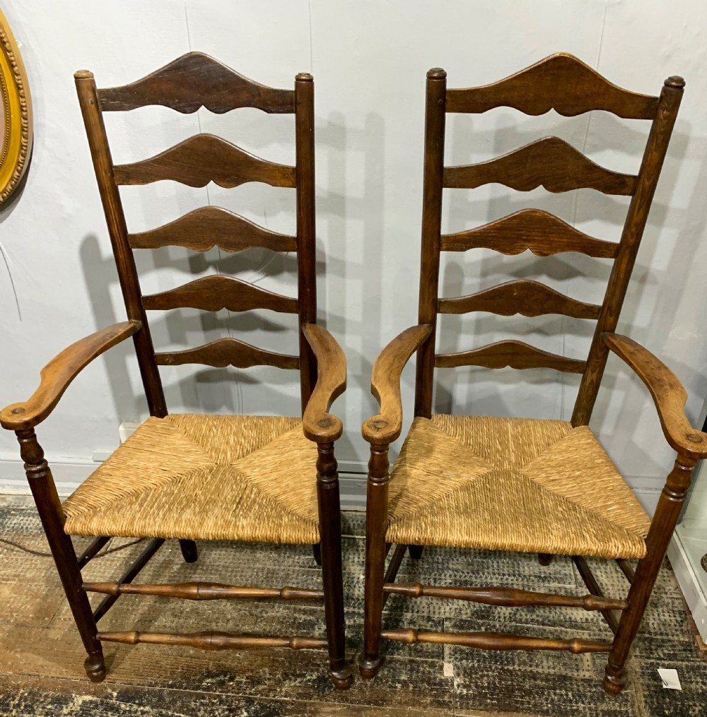 Early Victorian x6 Ladder Back Elm Dining Chairs c1840 View XI