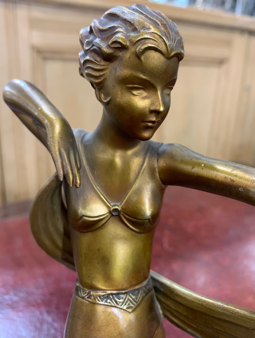 Austrian Art Deco Lorenzl Scarf Dancer Onyx Base c1930 View VI