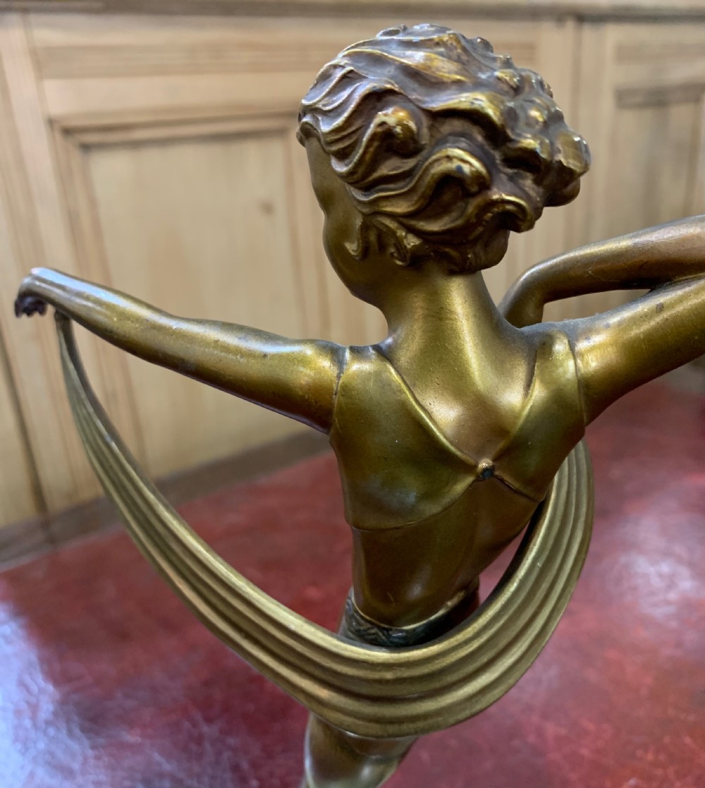 Austrian Art Deco Lorenzl Scarf Dancer Onyx Base c1930 View IX