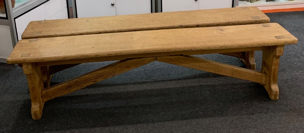 Pair of Victorian Light Oak Benches