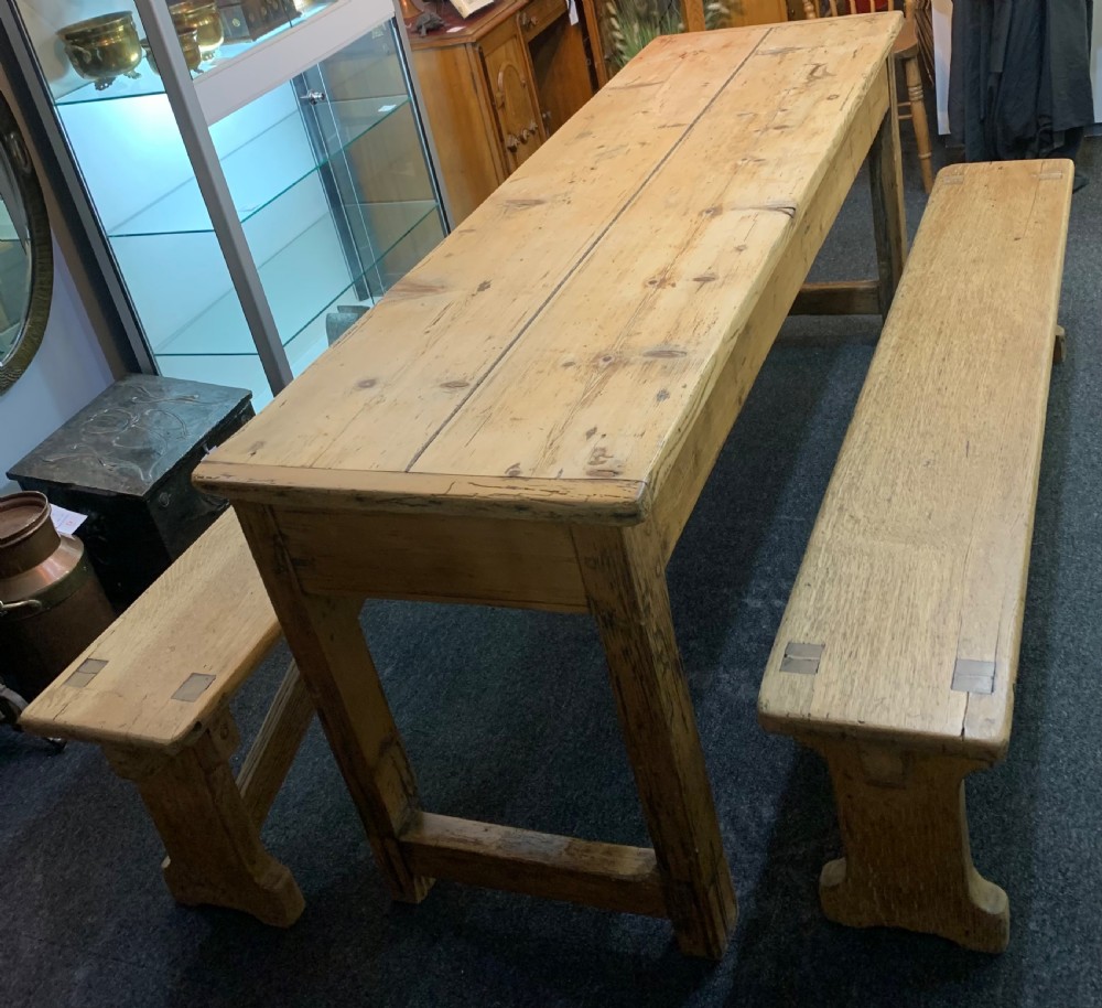 Pair of Victorian Light Oak Benches View IV