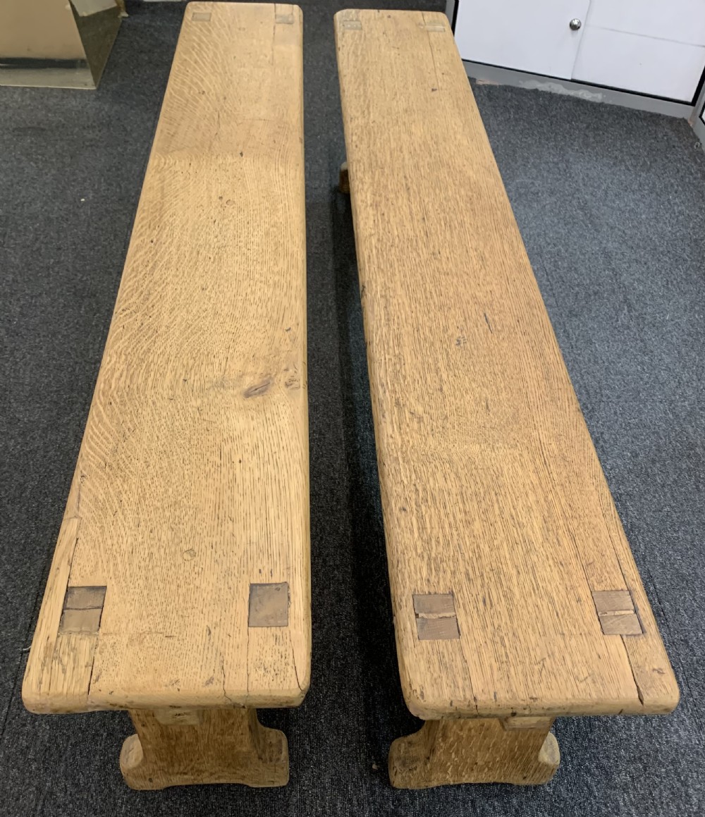 Pair of Victorian Light Oak Benches View V