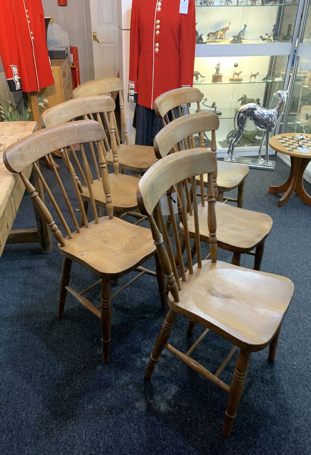 Victorian Beech Farmhouse Kitchen Chairs X6 c1880 View II
