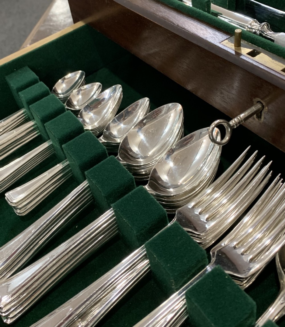 Art Deco 12 Settings, 127 Piece Butler Canteen Silver Plated Cutlery 1937  View V