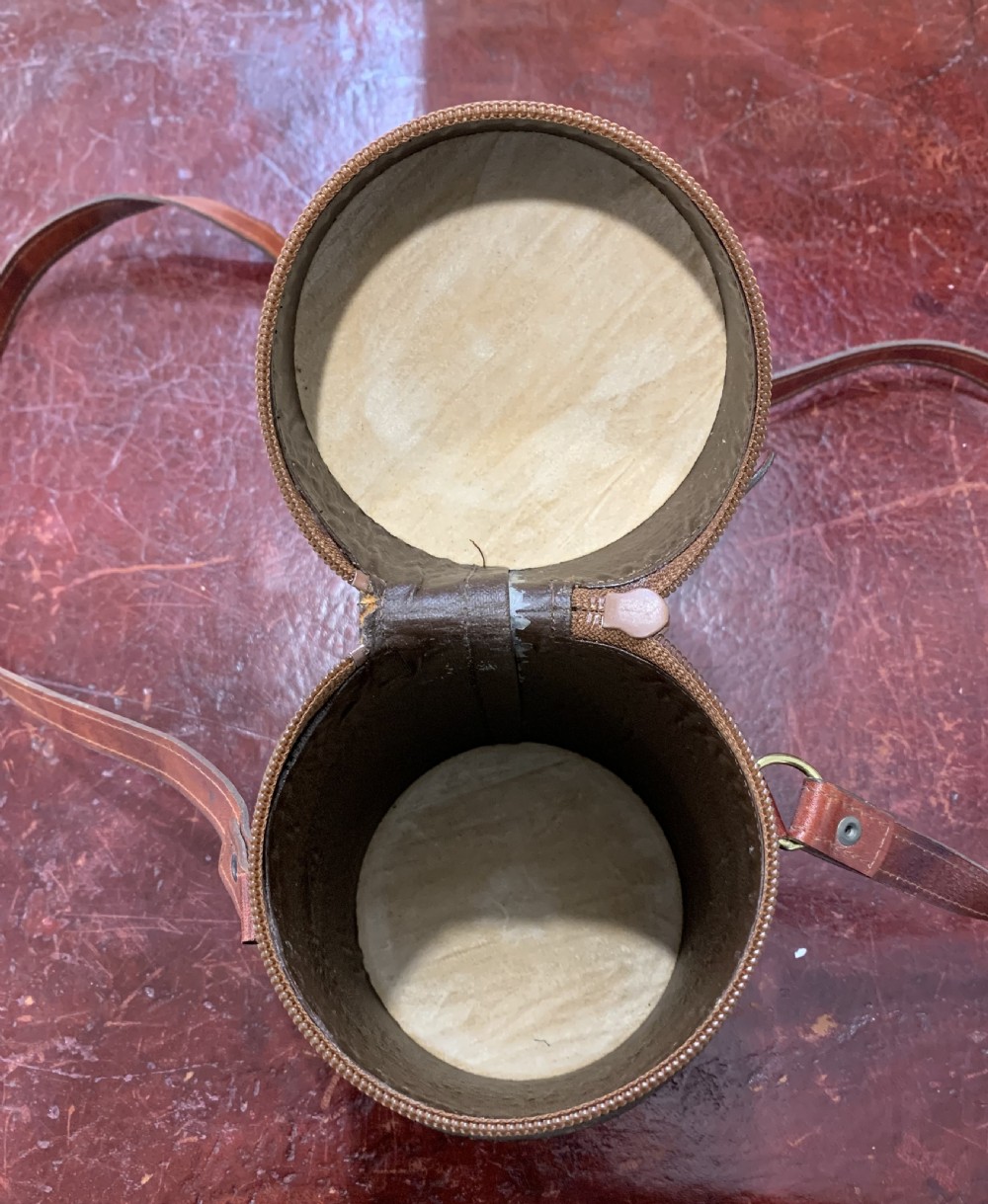 Luxury Burgundy Leather Triple Glass Flask Set c1930 View II