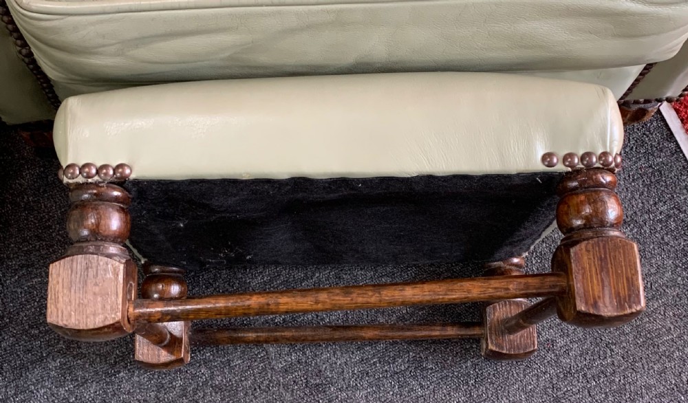 Pair of Leather Armchairs & Footstool Within Dateline of 1940 View VI