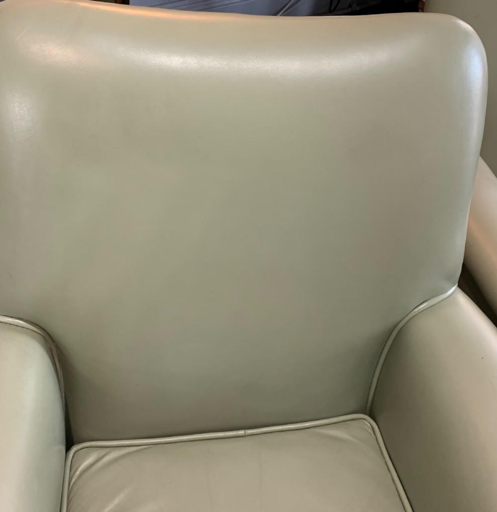 Pair of Leather Armchairs & Footstool Within Dateline of 1940 View VIII