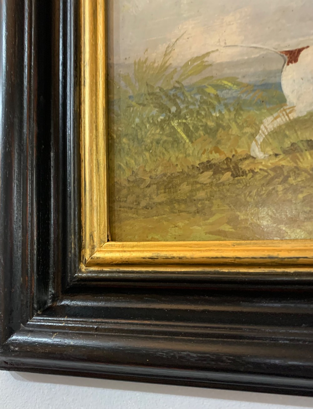Victorian Hunting Dogs Scene, Oil on Board (unsigned) c1880 View V