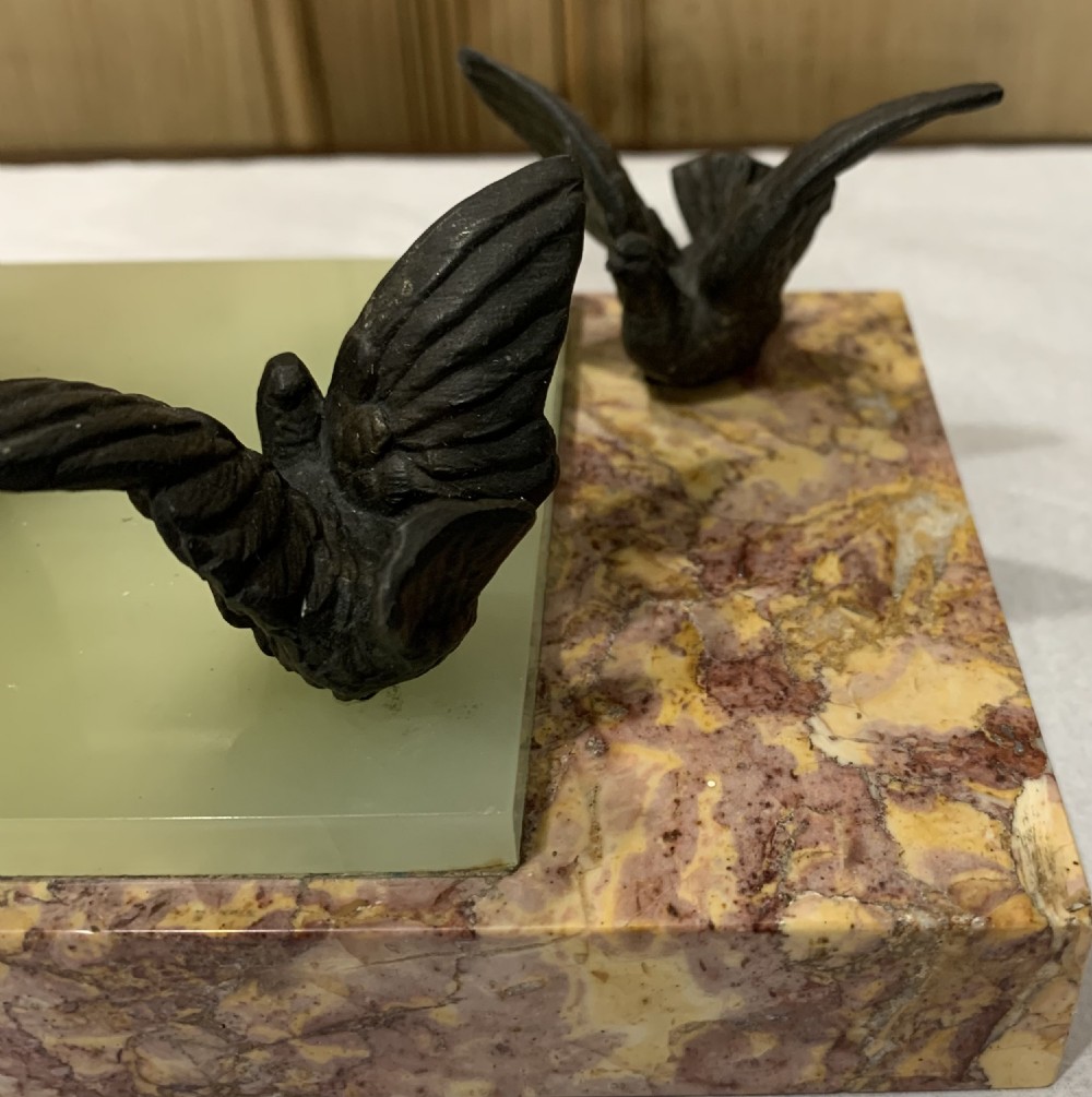 French Art Deco Lady with 3 Doves c1920-30 View V