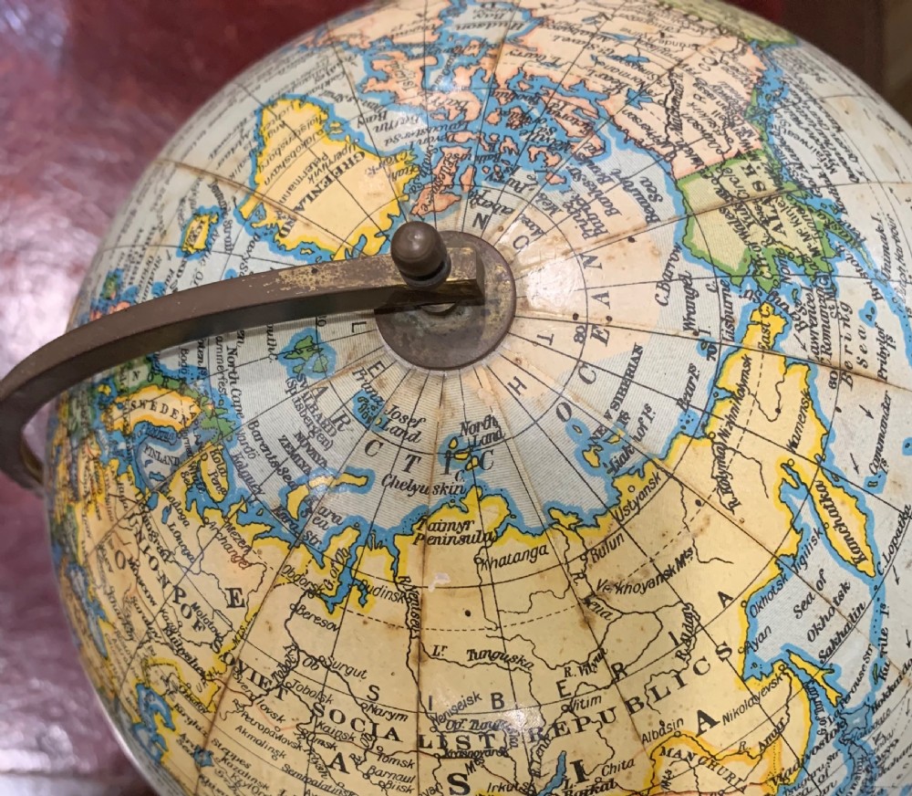 Geographia Globe on Bakelite Base (Steam Routes, Persia, Ceylon) 1920s View VIII