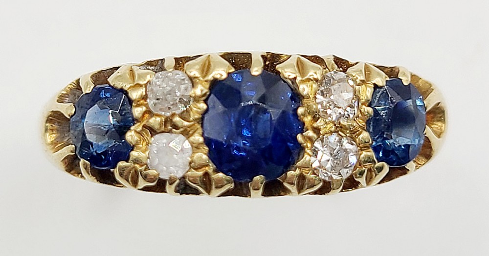 Victorian Sapphire & Diamond Ring c1880 - Size O