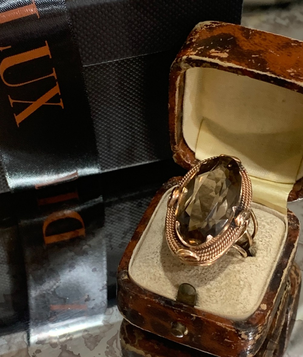 Victorian Smokey Quartz 14ct Rose Gold Ring (Tested by XRF) - Size Q. View IV