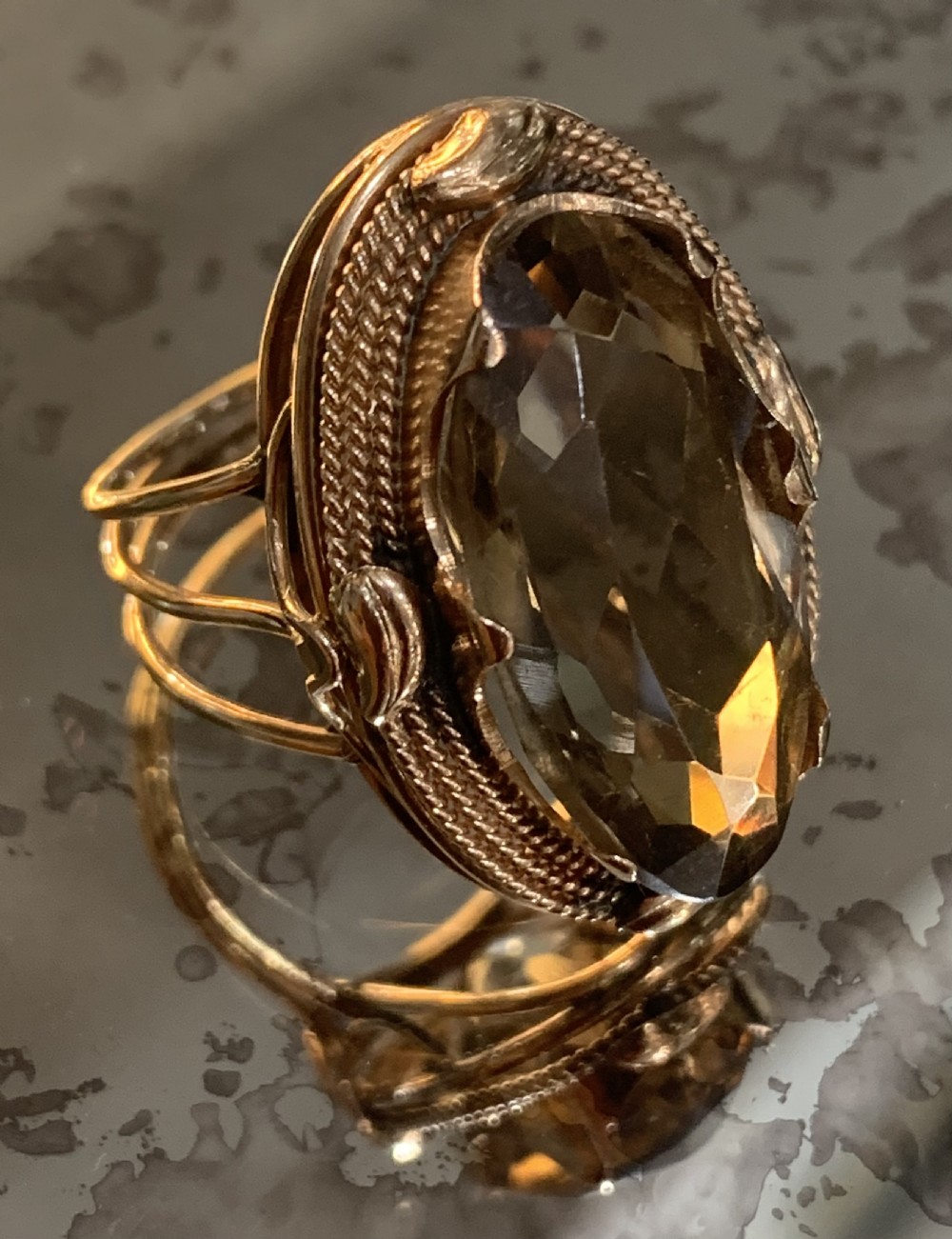 Victorian Smokey Quartz 14ct Rose Gold Ring (Tested by XRF) - Size Q. View VI