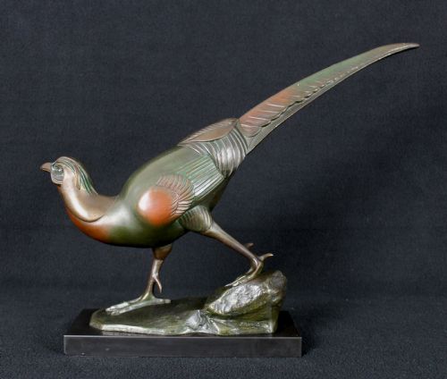 art deco bronze pheasant by irne rochard - CATEGORY: ANTIQUE METAL - DATED 1930