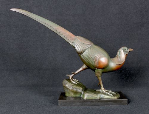 ART DECO BRONZE PHEASANT BY IRNE ROCHARD - ADDITIONAL PHOTO 1