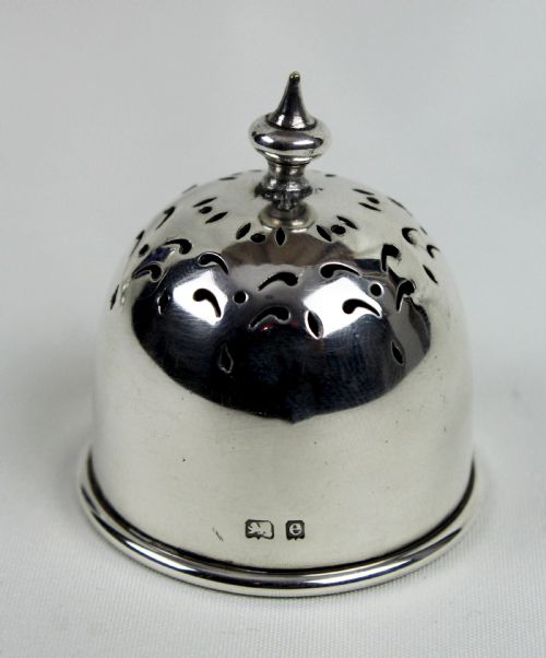EDWARDIAN BLUE GLASS AND SILVER SUGAR CASTER - ADDITIONAL PHOTO 4