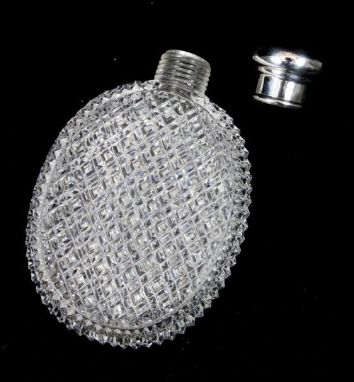 CUT GLASS AND SILVER FLASK - ADDITIONAL PHOTO 3