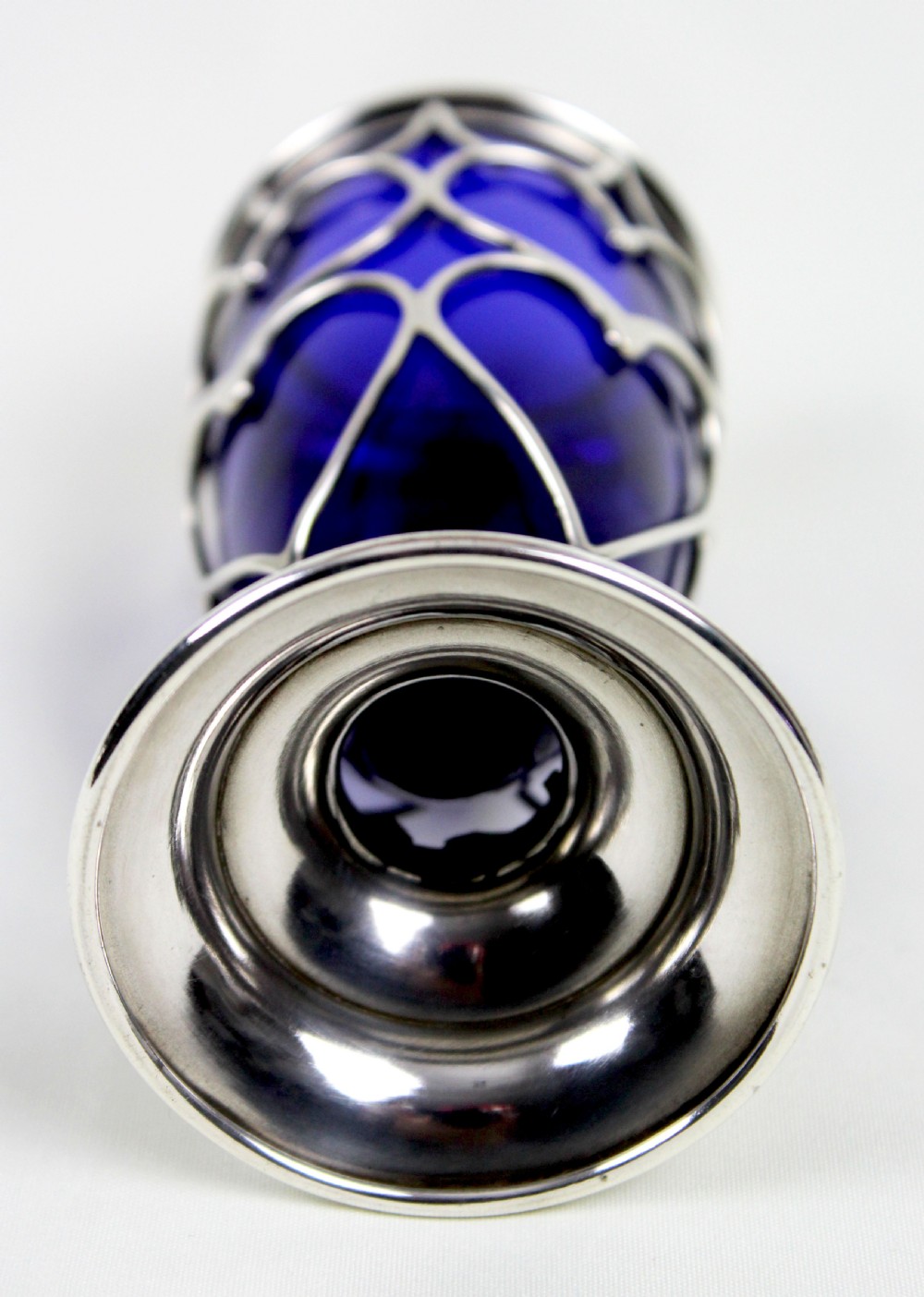 Edwardian blue glass and silver sugar caster View IV