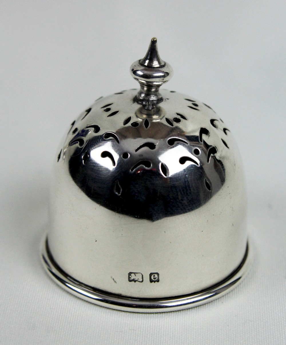 Edwardian blue glass and silver sugar caster View V