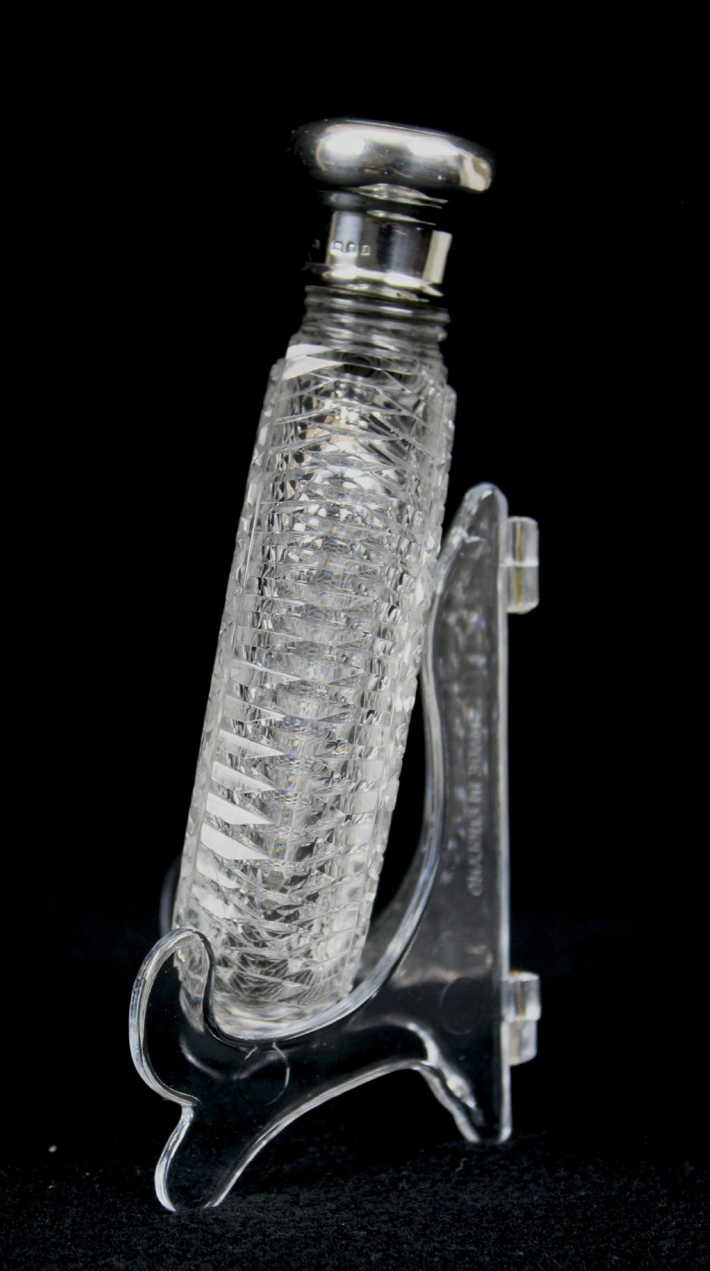 Cut glass and silver flask View II