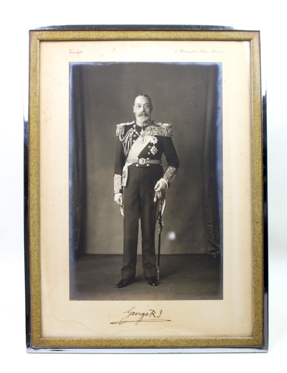 Signed framed photographic portraits of King George V and Queen Mary for Aspreys View II