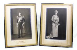 SIGNED FRAMED PHOTOGRAPHIC PORTRAITS OF KING GEORGE V AND QUEEN MARY FOR ASPREYS