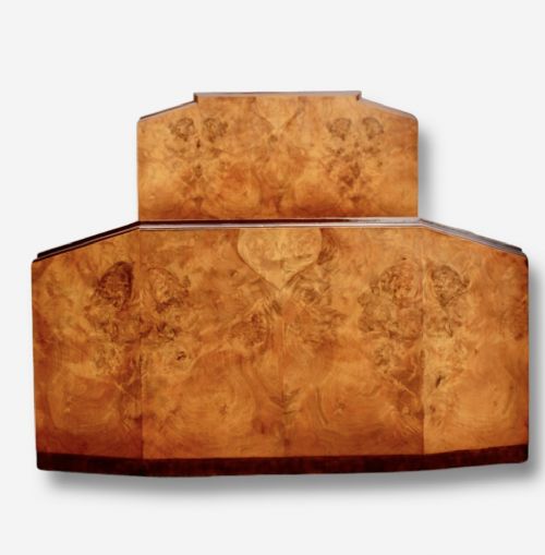 Art Deco 1930s book paged figured walnut double bed