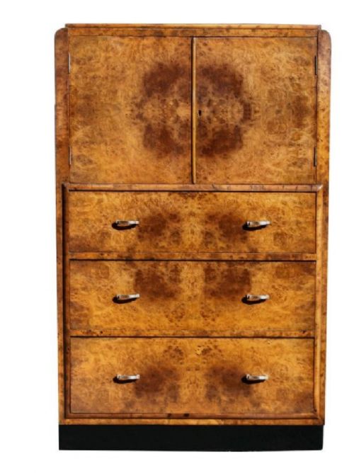 Art Deco Figured Walnut Tallboy , Circa 1930