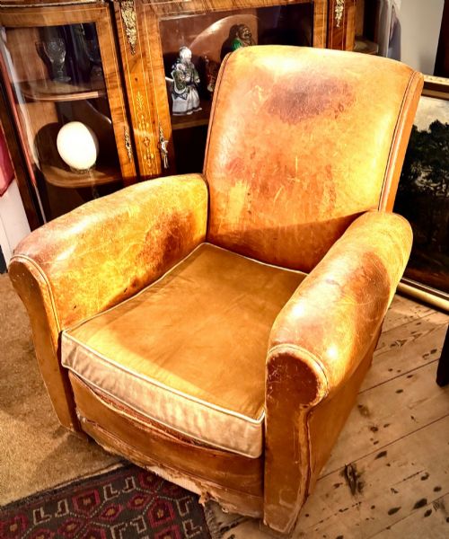 ART DECO LEATHER CHAIR CIRCA 1920