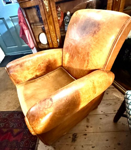 ART DECO LEATHER CHAIR CIRCA 1920 - ADDITIONAL PHOTO 3