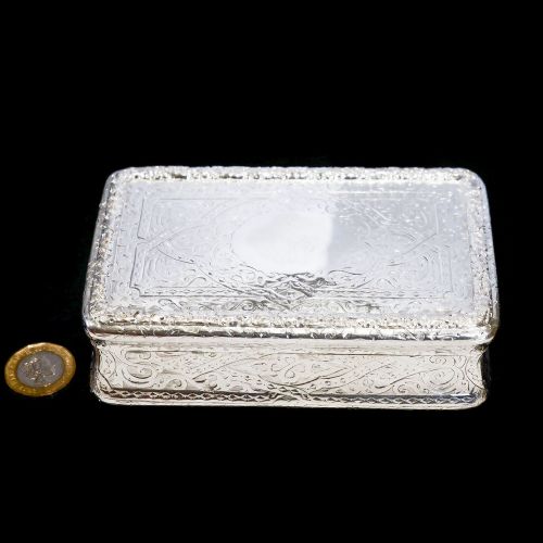 fig 1. A Huge Solid Silver Table Snuff Box Victorian - Thomas Johnson 1869
