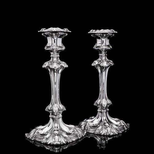 fig 1. A Marvelous Pair of Sterling Silver Georgian Candlesticks - Henry Wilkinson & Co 1837
