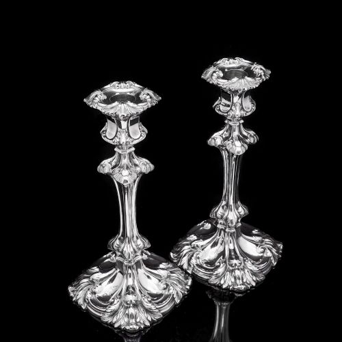fig 2. A Marvelous Pair of Sterling Silver Georgian Candlesticks - Henry Wilkinson & Co 1837
