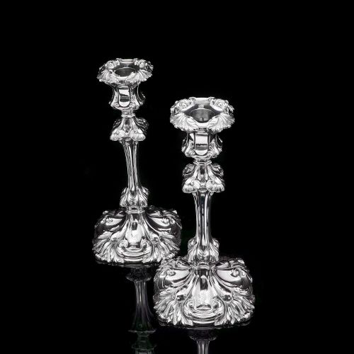 fig 3. A Marvelous Pair of Sterling Silver Georgian Candlesticks - Henry Wilkinson & Co 1837