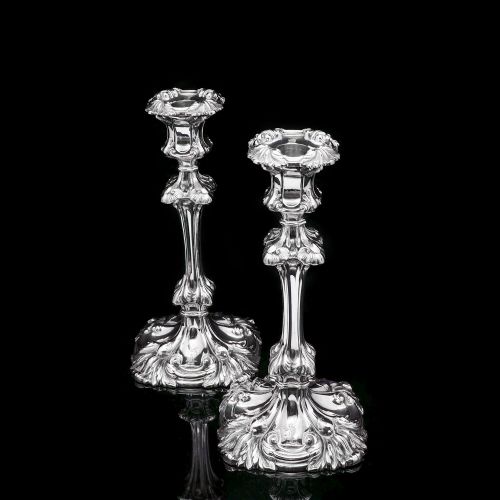 fig 6. A Marvelous Pair of Sterling Silver Georgian Candlesticks - Henry Wilkinson & Co 1837