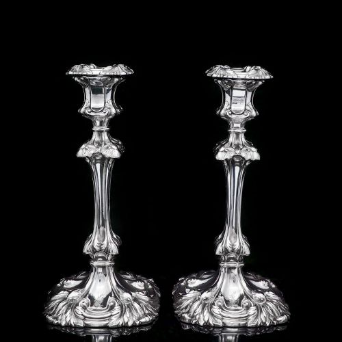 fig 7. A Marvelous Pair of Sterling Silver Georgian Candlesticks - Henry Wilkinson & Co 1837